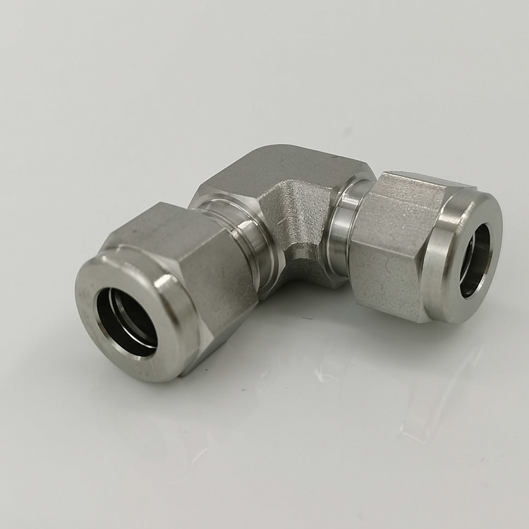 90 Degree Equal Stainless Steel Double Ferrule Tube Fitting Union Elbow